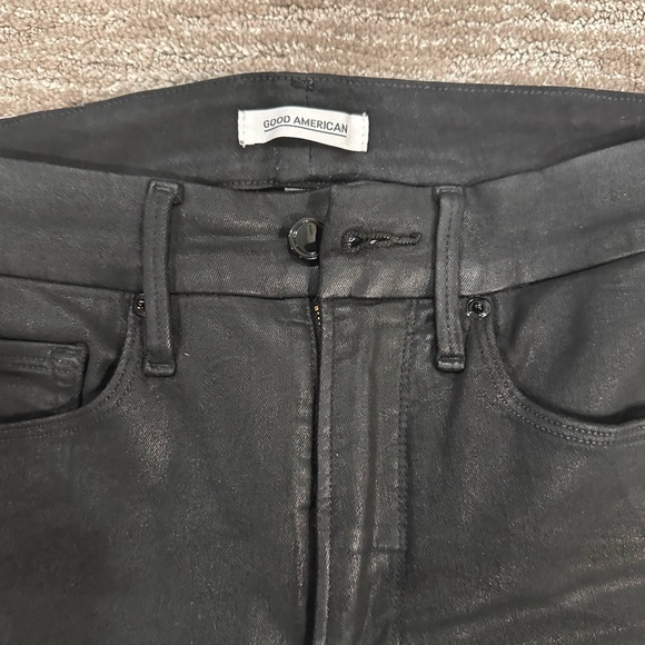 Good American Women's Good Legs Coated Black Skinny Jeans - Picture 3 of 4